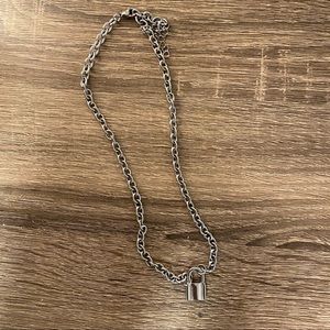 Brandy Melville Silver Chain Lock Necklace
